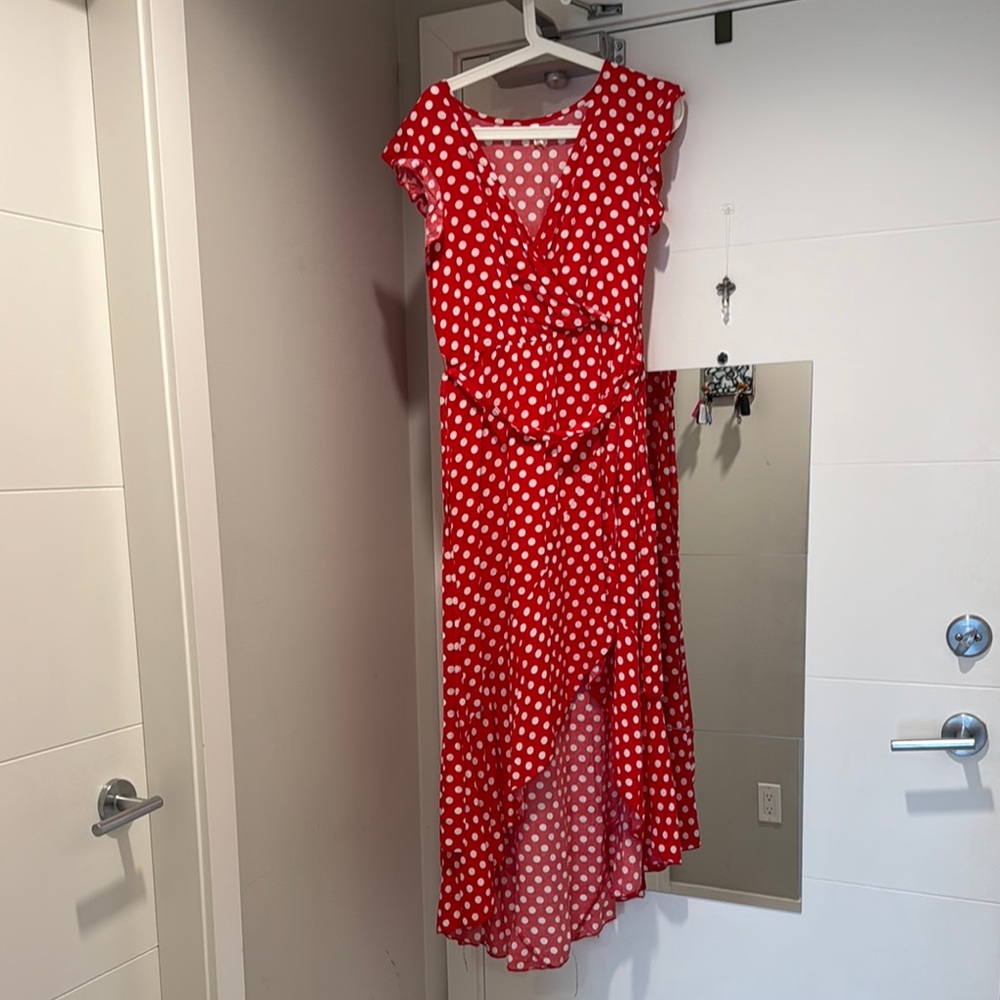 Spanish style Red Polka Dot Wrap Dress